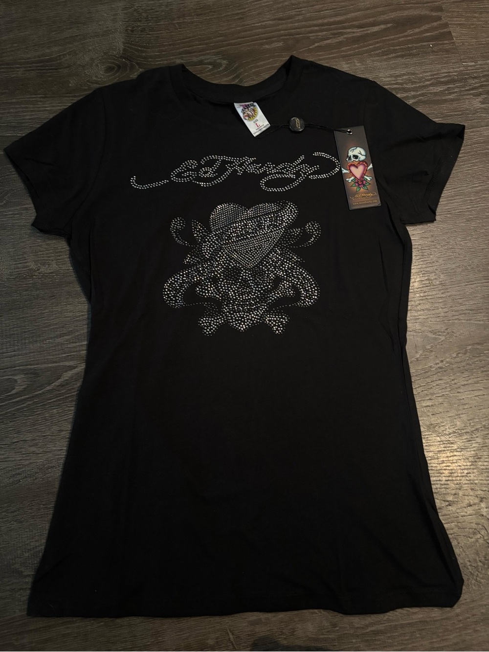 Ed Hardy by Christian Audigier Rhinestone Heart Tee